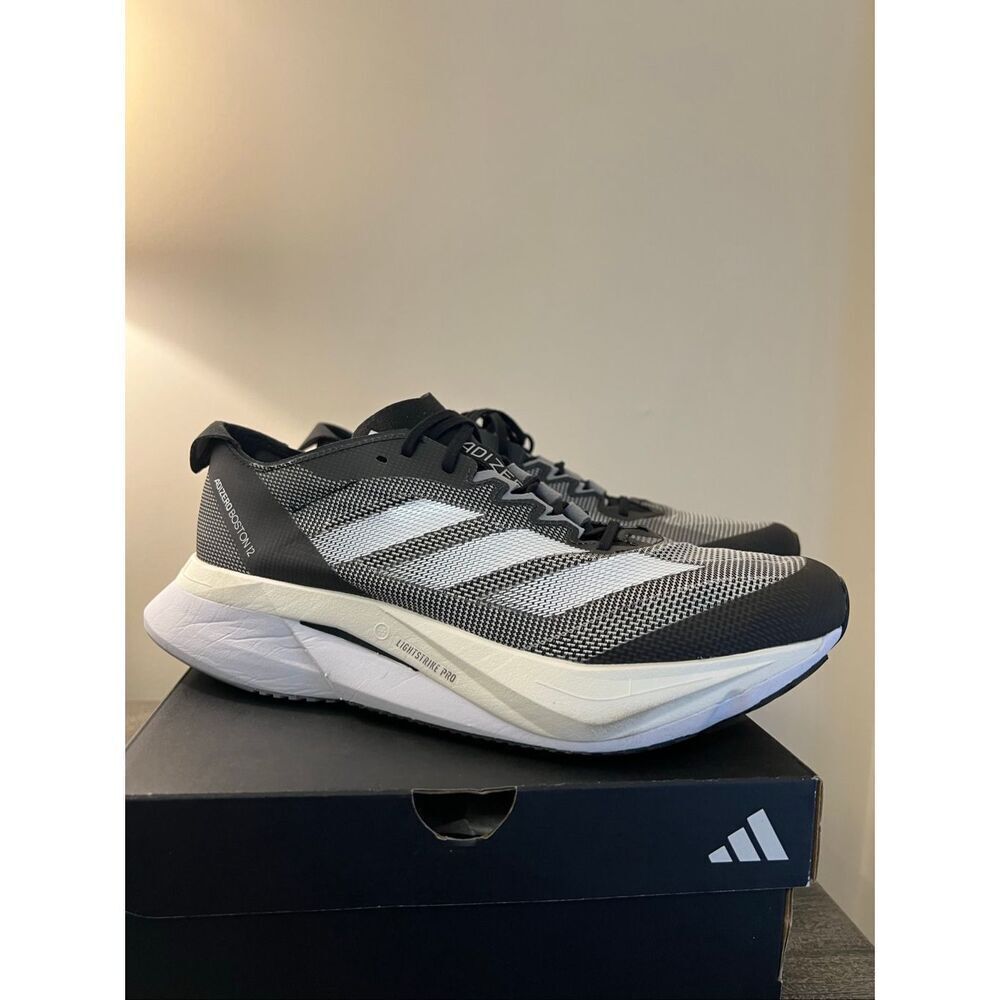 Adidas Adizero Boston 12 Running Shoes – Men’s Size 8 | Core Black / Carbon
